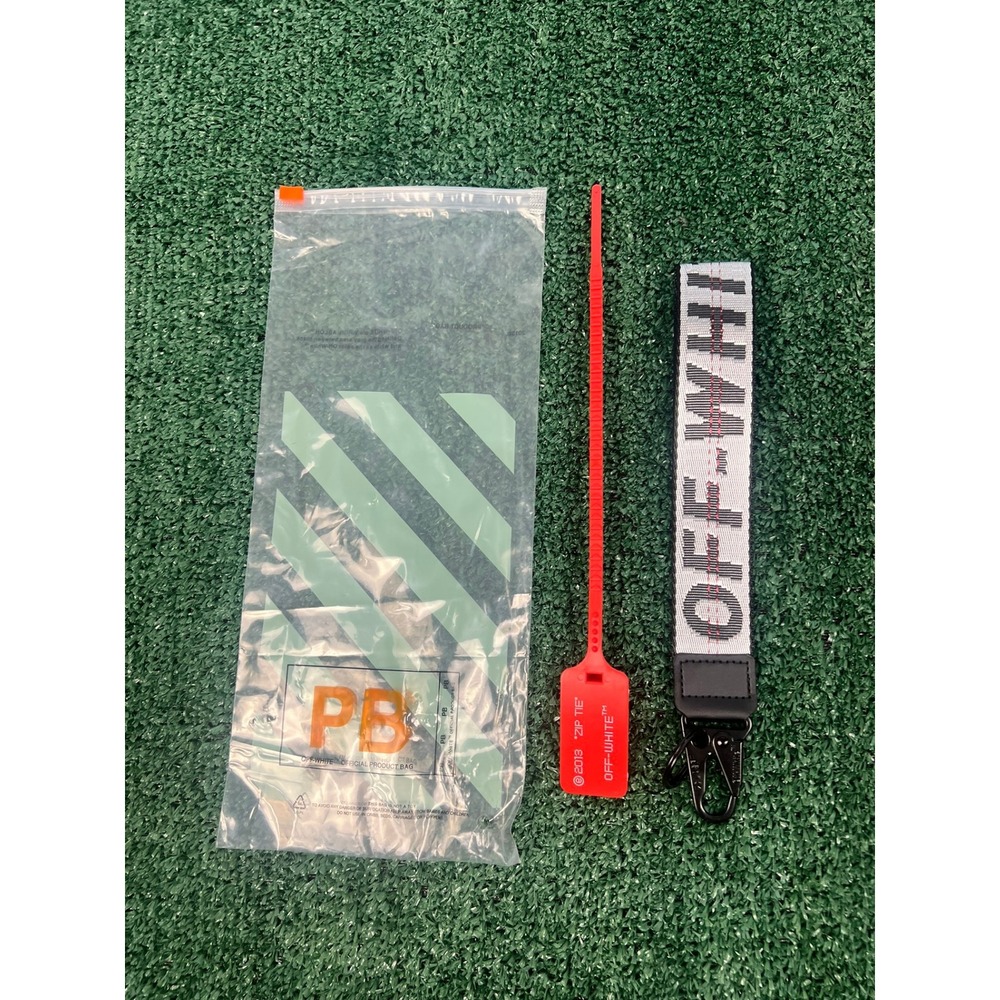 Off- White Industrial Lanyard Wristlet Silver Keychain NWT